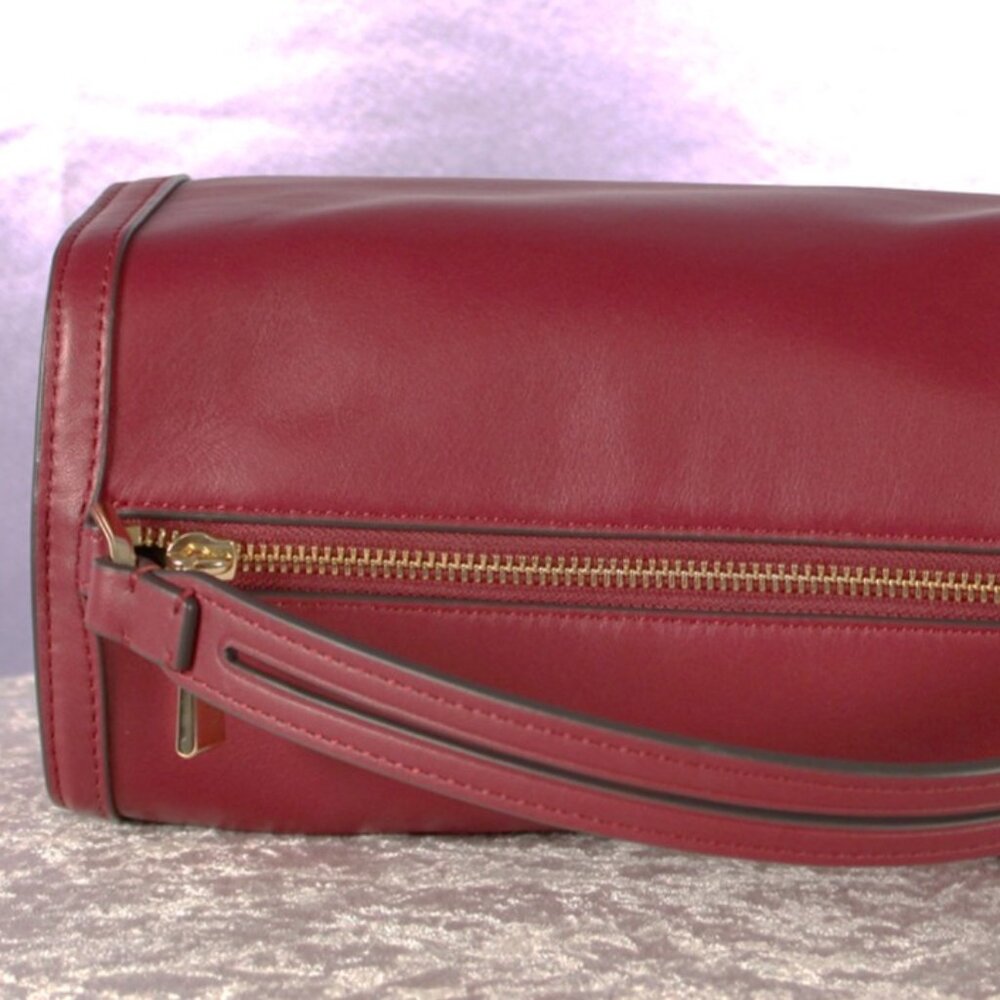 Michael Kors Smooth Leather Barrel Satchel Crossbody – Oxblood Red – NWOT - Picture 8 of 11